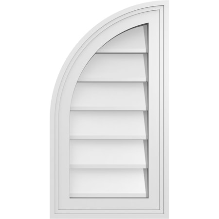 Ekena Millwork Quarter Round Top Left Surface Mount PVC Gable Vent w/ 2"W x 1-1/2"P Brickmould Frame, 12"W x 22"H GVPQL12X2202SN